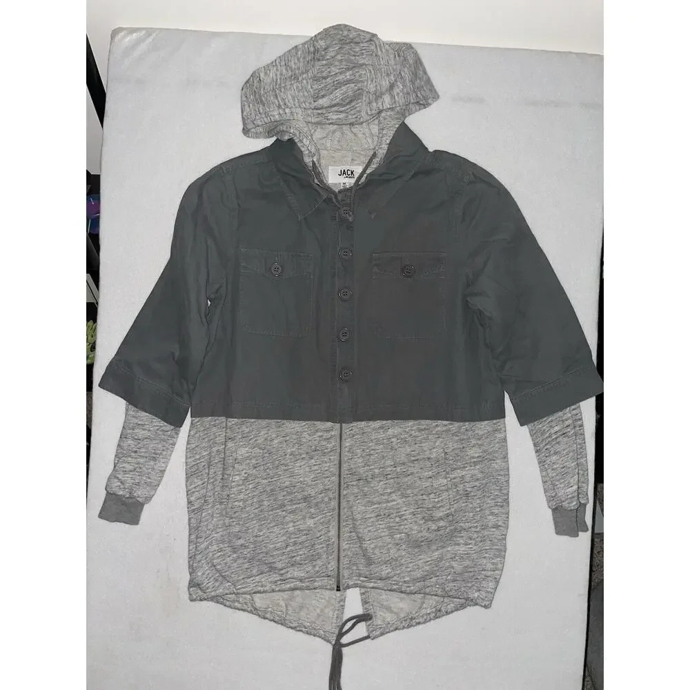 Jack By BB Dakota Full Zip‎ Cargo Utility Jacket Womens Size M Gray Layered